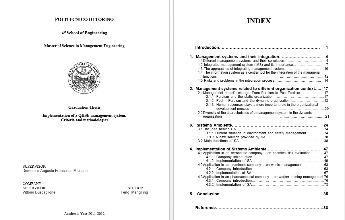 Implementation of a QHSE management system, Criteria and methodologies